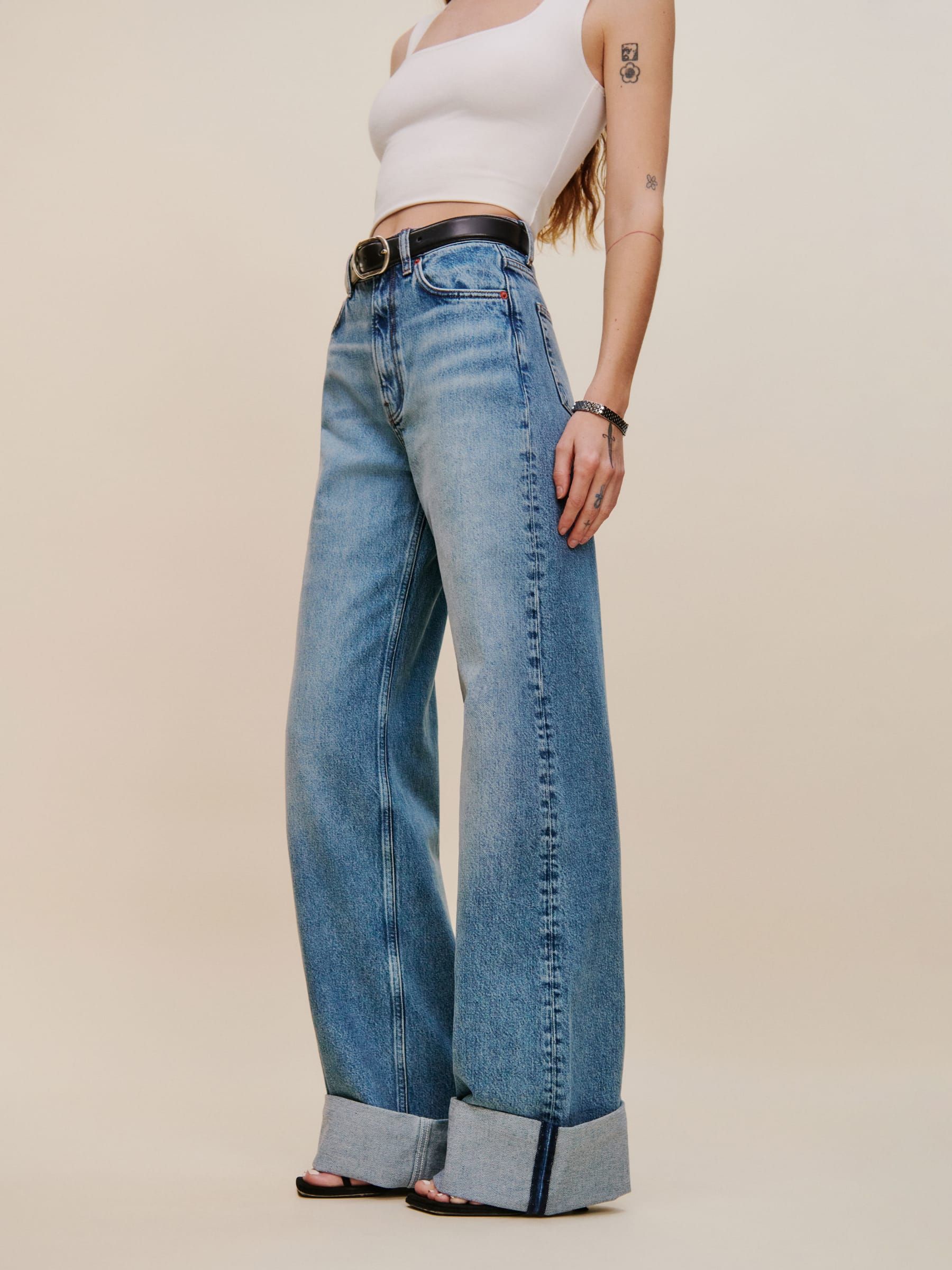 Cary Cuffed High Rise Slouchy Wide Leg Jeans | Reformation (Global)