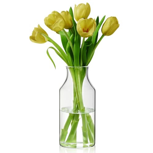 BWODYAY Clear Glass Vase, Small Glass Flower Vase, 7.6 inch Mini Vase for Home, Wedding, Living Room, Dining Table | Amazon (US)