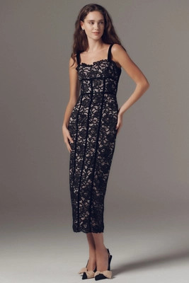 BHLDN Strapless Stretch Lace Midi Dress | Anthropologie (US)