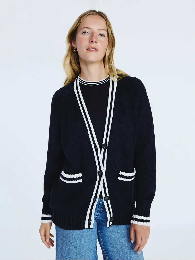 Free Assembly Women's and Women's Plus Cotton Grandpa Cardigan Sweater, Sizes XS-4X | Walmart (US)