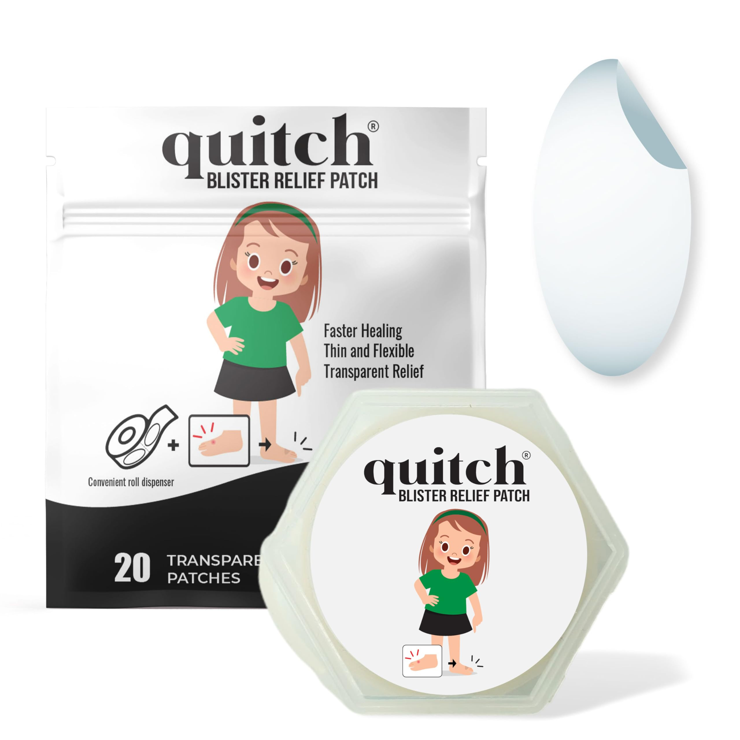 Quitch Blister Bandages for Feet, Hydrocolloid Waterproof Bandages, Finger Bandages, Purse Essent... | Amazon (US)