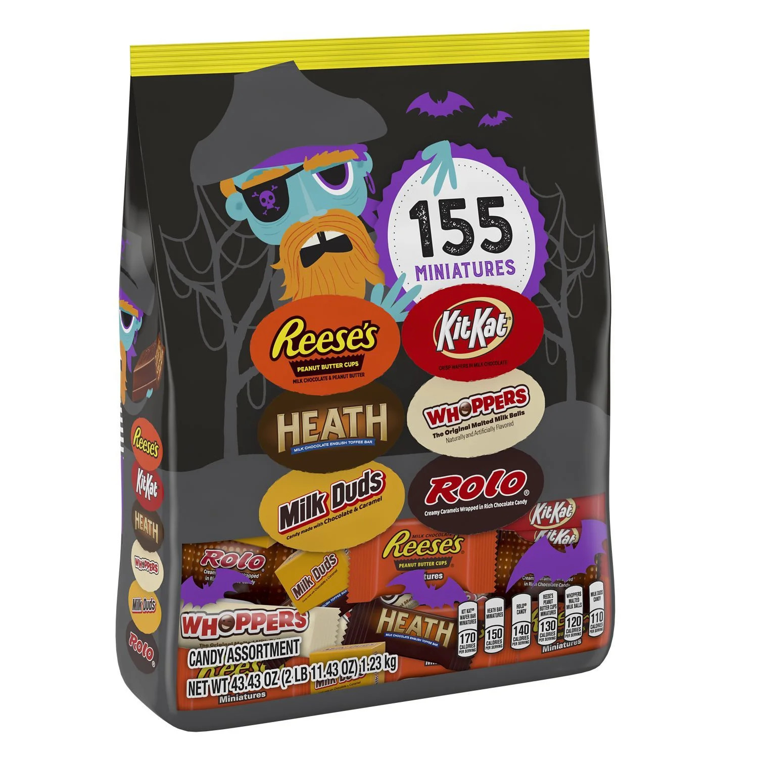 Hershey, Miniatures Chocolate Assortment Candy, Halloween, 43.43 oz, Bulk Variety Bag (155 Pieces... | Walmart (US)