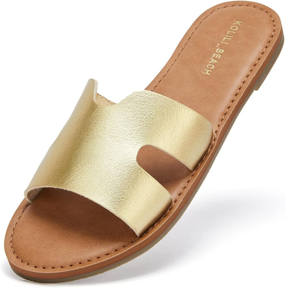 KOLILI Womens Flat Slide Sandals, Summer Fashion Sandals, Comfy Style | Warm-weather Favorite | Amazon (US)