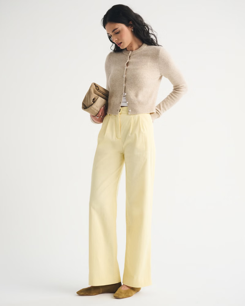 A&F Sloane Twill Tailored Wide Leg Pant | Abercrombie & Fitch (US)