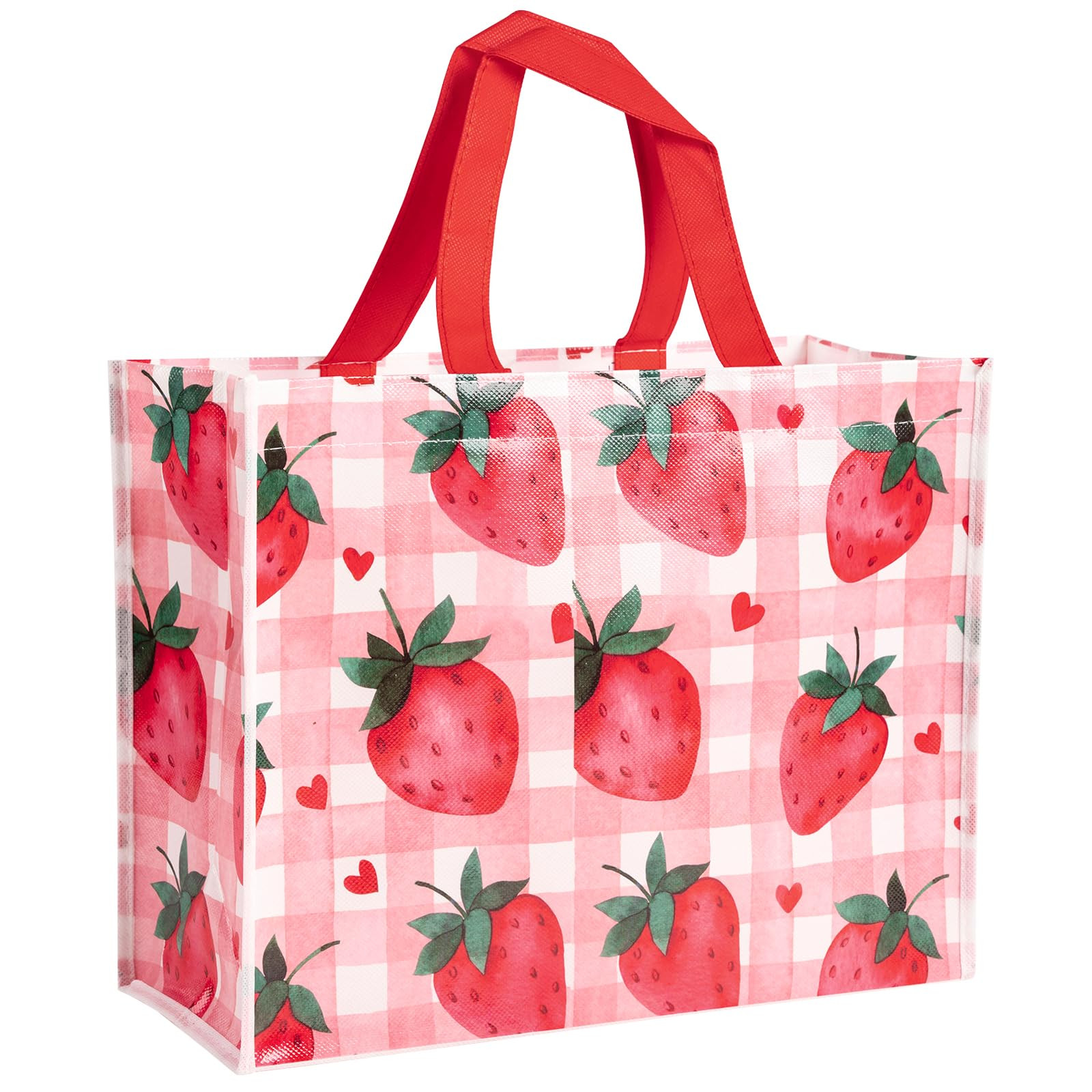 Loveinside Starberry Reusable Gift Bag, Sweet Srawberry and Plaid Design Medium Recycled Pink Gif... | Amazon (US)