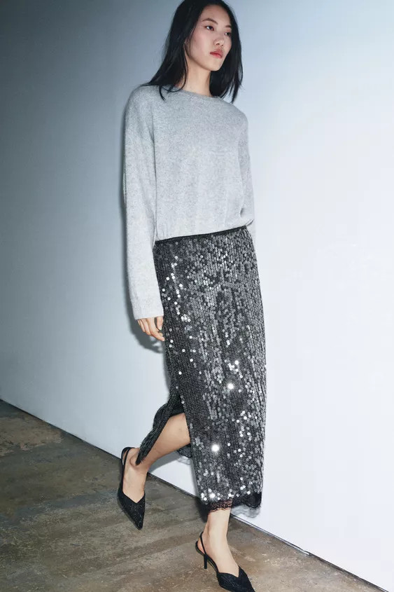SEQUIN LACE SKIRT ZW COLLECTION | Zara US