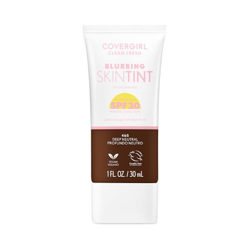 COVERGIRL Clean Fresh Blurring Skin Tint with SPF 30, 465 Deep Neutral, Liquid Foundation, Soft Matte Finish, Smooths, Brightens, Blurs Pores, Mineral Sunscreen, Vegan Formula | Amazon (US)