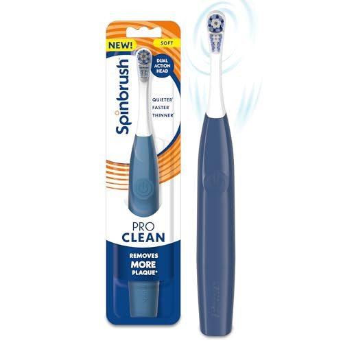 Spinbrush New PRO Clean Battery Powered Electric Toothbrush for Adults, Soft Bristles, Blue, 1 Count | Amazon (US)