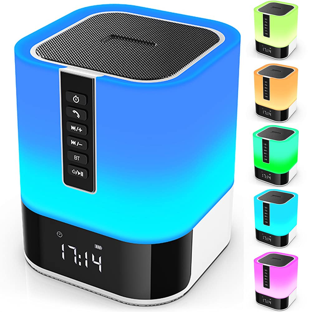 Night Light Bluetooth Speaker, 5 in 1 Touch Control Bedside Lamp Dimmable Multi-Color Changing, B... | Amazon (US)