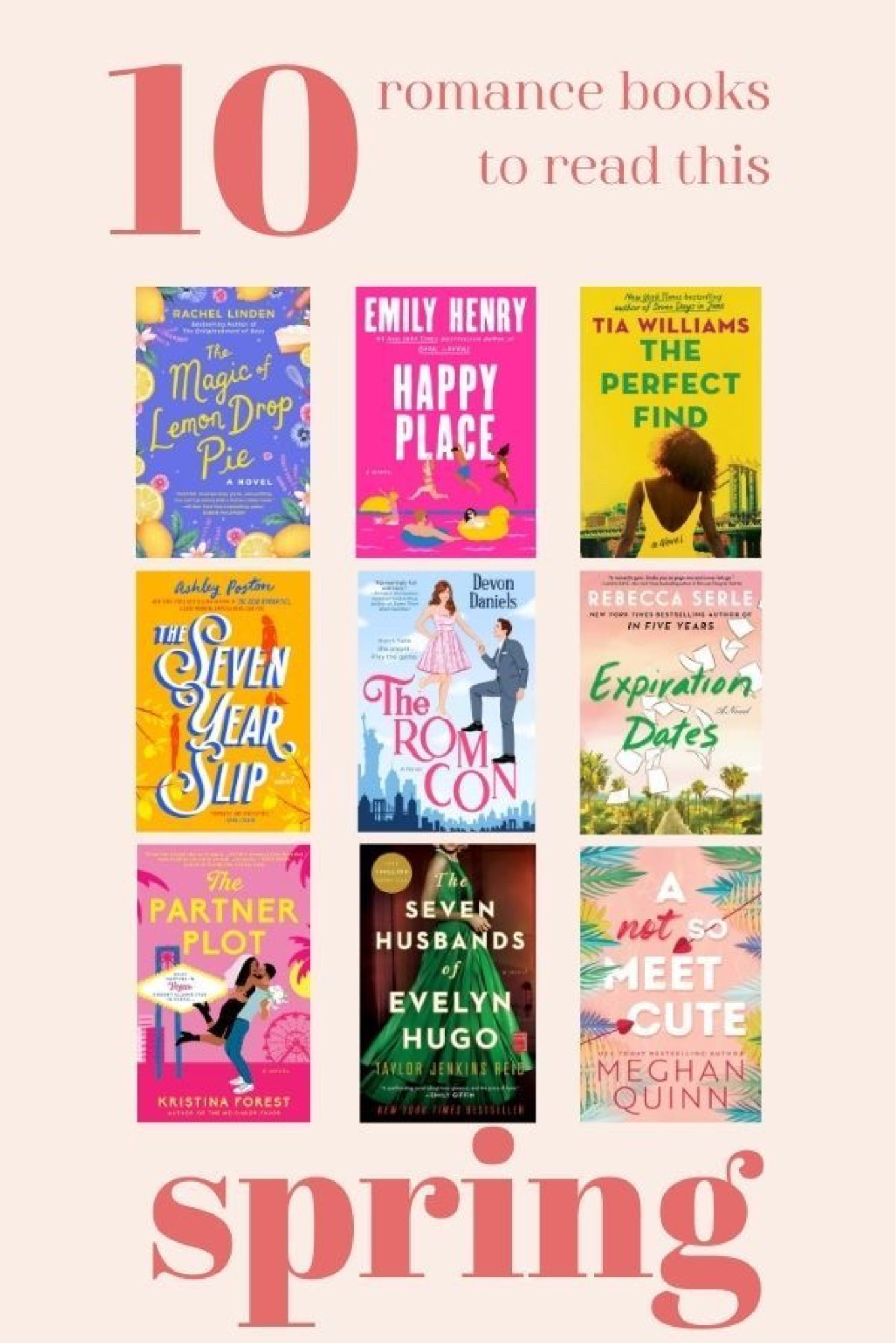 10 spring romance books to read this season! Lighthearted, whimsical, hilarious and romantic #romancebooks perfect for spring! Happy reading! 

#books #fictionbooks #romance 

#LTKhome #LTKU #LTKSeasonal