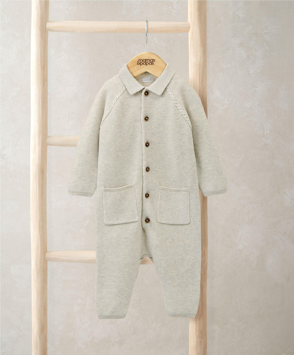 Collared Knit Romper - Oatmeal | Mamas & Papas
