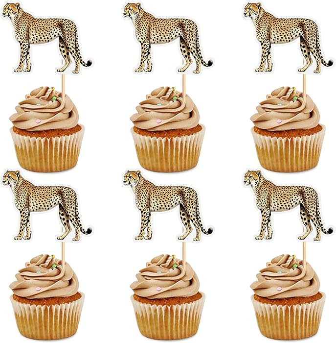 24pcs Leopard Cupcake Toppers Grassland Animals Caketoopper Baby Shower Kids Birthday Party Cake ... | Amazon (US)