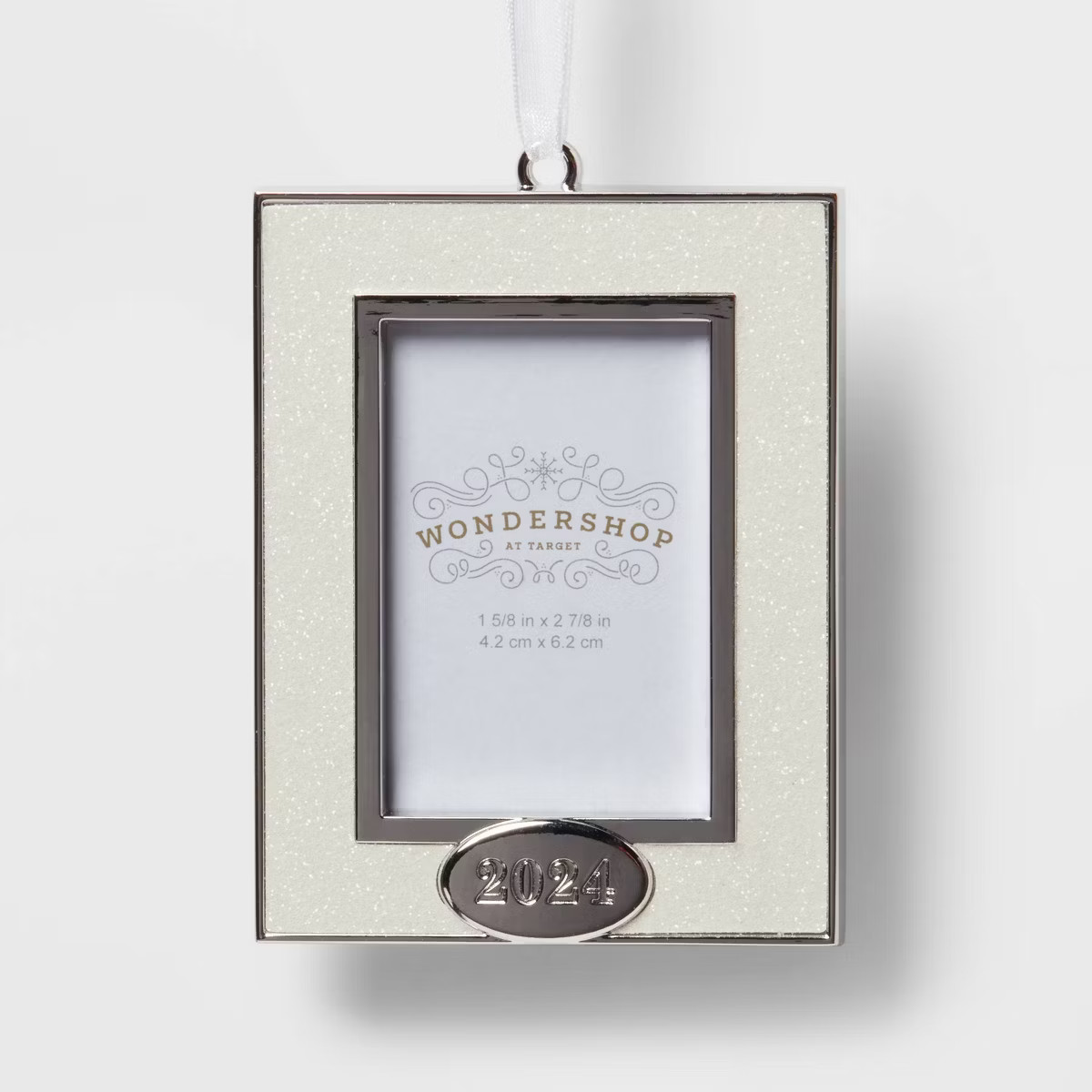 2024 Glittered Metal Picture Frame Christmas Tree Ornament - Wondershop™: Indoor Use, 3.5" Heig... | Target