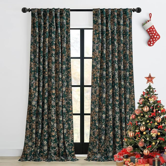 StangH Back Tab Retro Green Curtains Soft Velvet Room Darkening Thermal Insulated Sliding Door Pa... | Amazon (US)