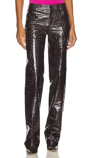 Croc Boy Faux Leather Trousers in Burgundy | Revolve Clothing (Global)