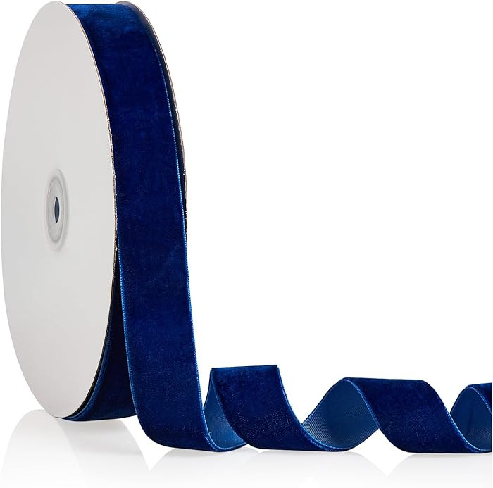 1" X 20 Yards Navy Blue Velvet Ribbon for Christmas Tree Wreath Decoration Handmade Crafts Orname... | Amazon (US)
