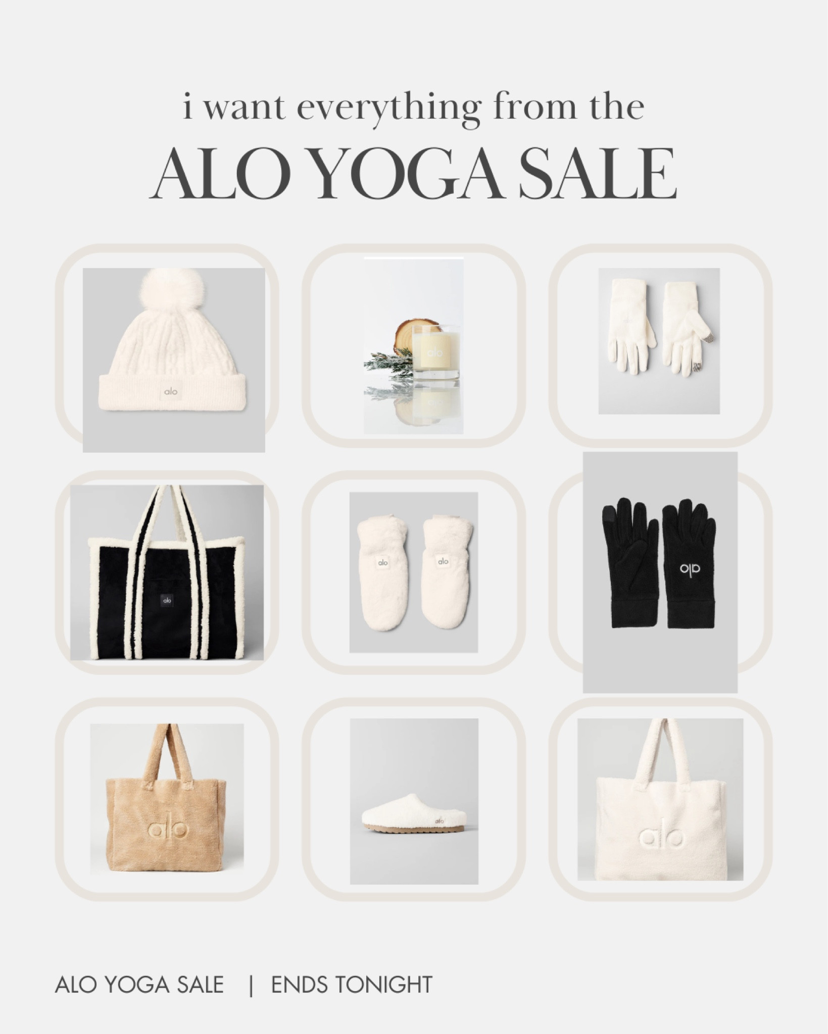 I want EVERYTHING from the Alo Yoga sale…luckily it’s 30% off until tonight! Here are the gloves, hat, bag, slippers & candle i want. These also make the perfect cozy gift…✨🤍

#LTKSaleAlert #LTKActive #LTKGiftGuide