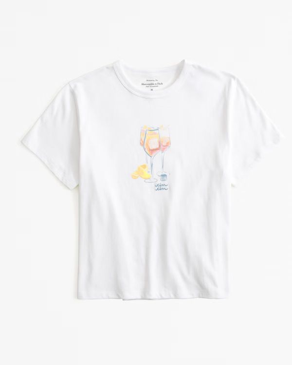 Women's Short-Sleeve Cocktail Graphic Skimming Tee | Women's Tops | Abercrombie.com | Abercrombie & Fitch (US)