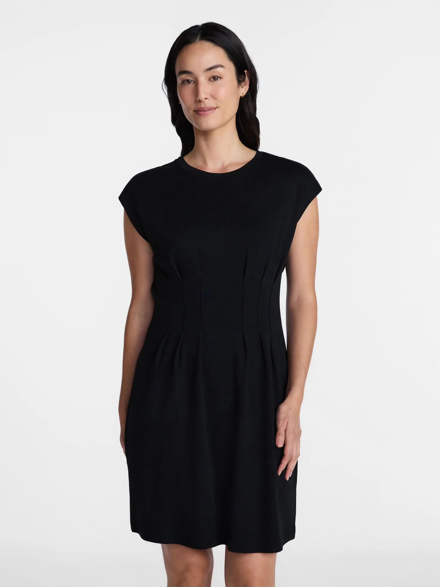 Time and Tru Women's Pleated Waist Cotton Mini Dress, Sizes XS-XXXL | Walmart (US)