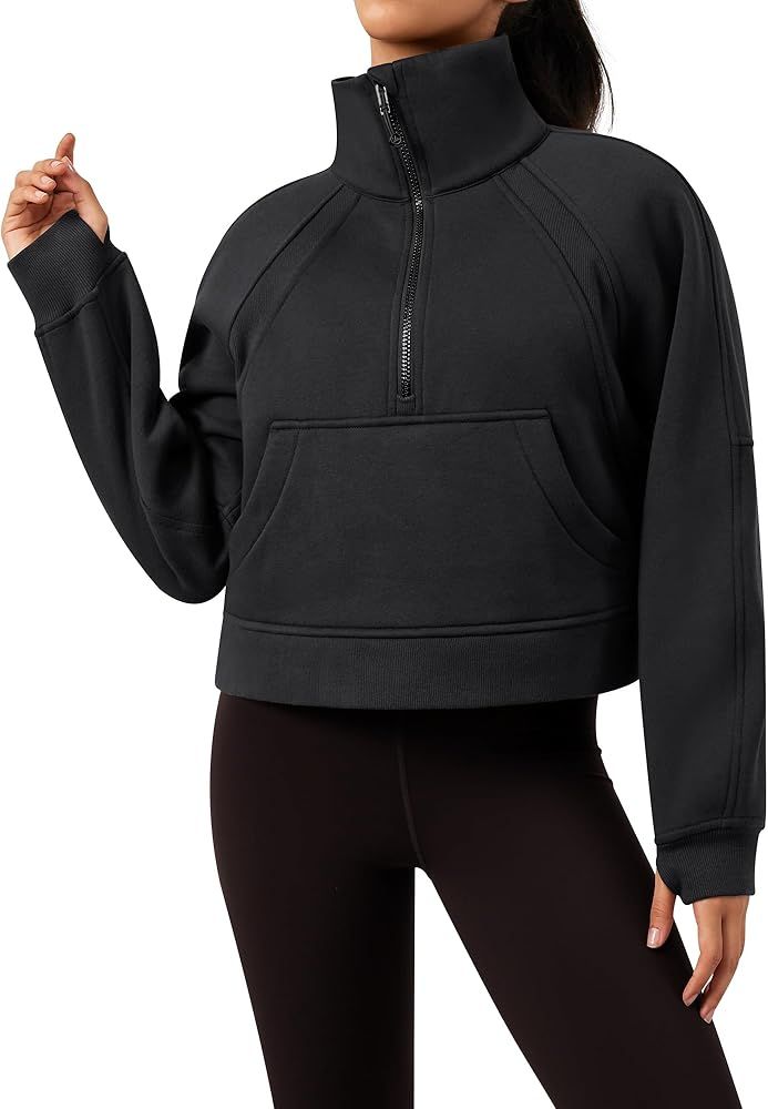 GYM RAINBOW Womens Oversized Half Zip Sweatshirts Cropped Funnel Neck Fleece Pullover Sweaters | Amazon (US)