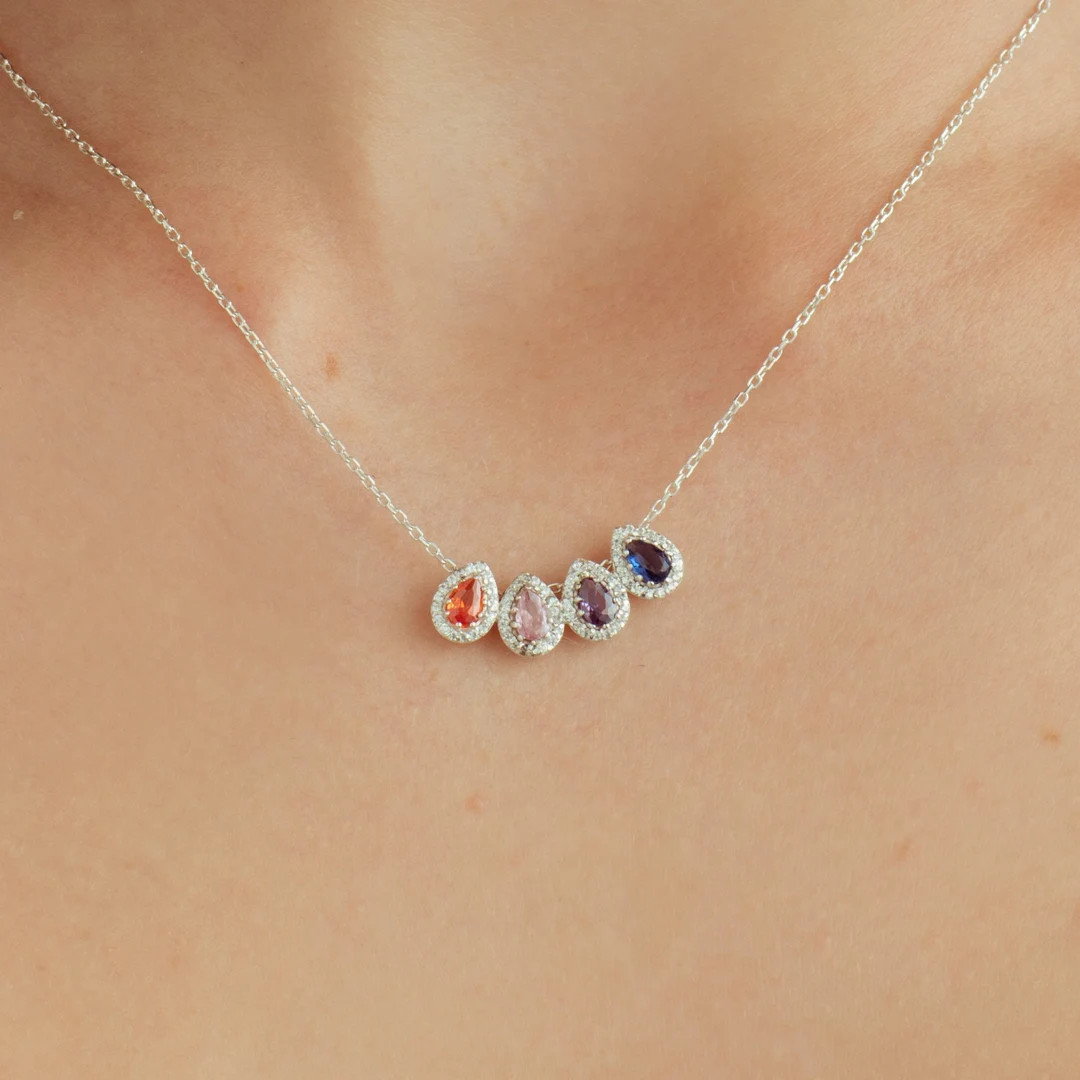 Family Birthstone Necklace, Birthstone Jewelry,august Birthstone Necklace, Gift for Mom, Bridesma... | Etsy (US)