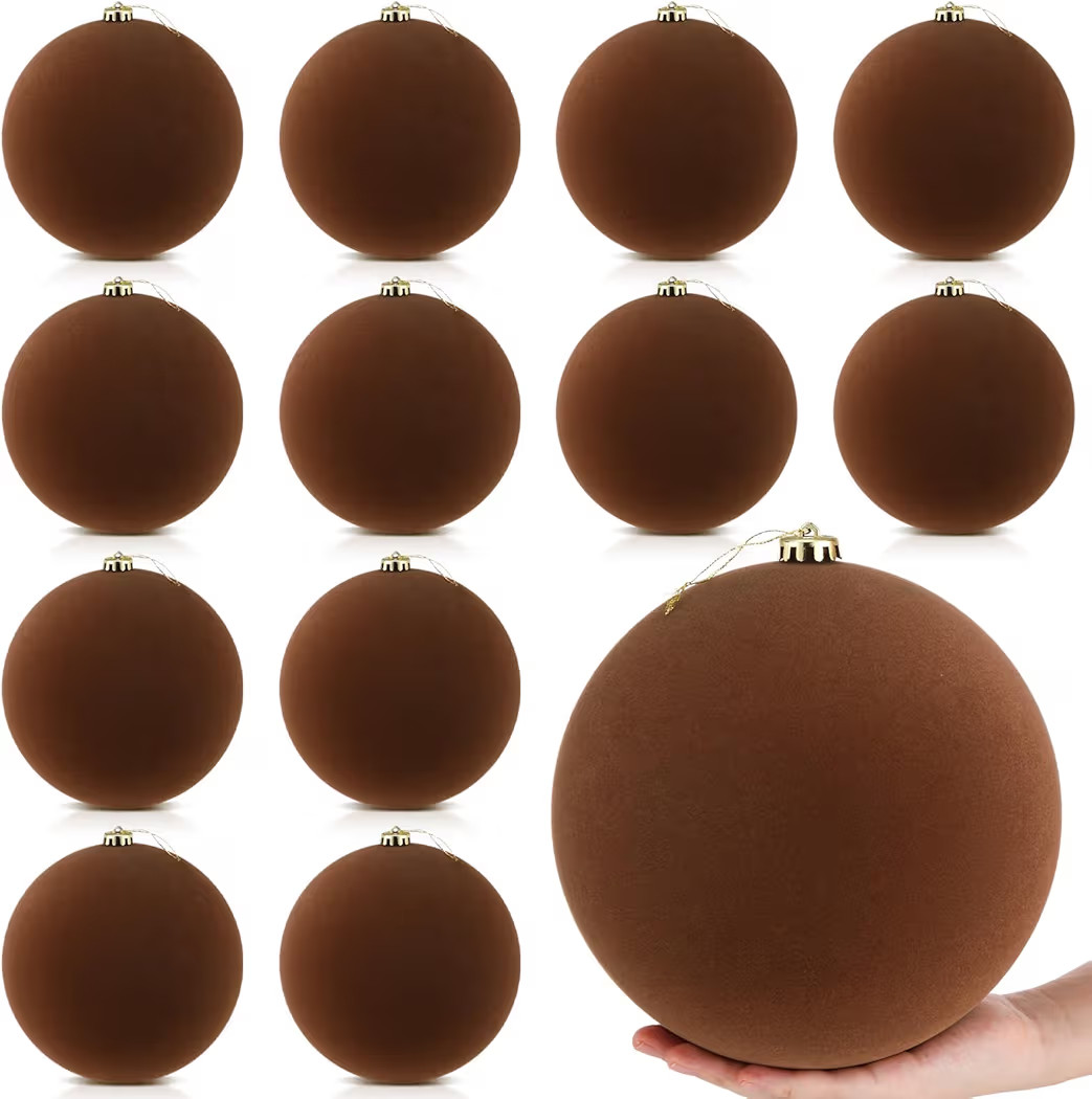 12 Pcs 8 Inch Extra Large Velvet Christmas Balls Oversized Huge Big Christmas Tree Ornaments Ball... | Amazon (US)