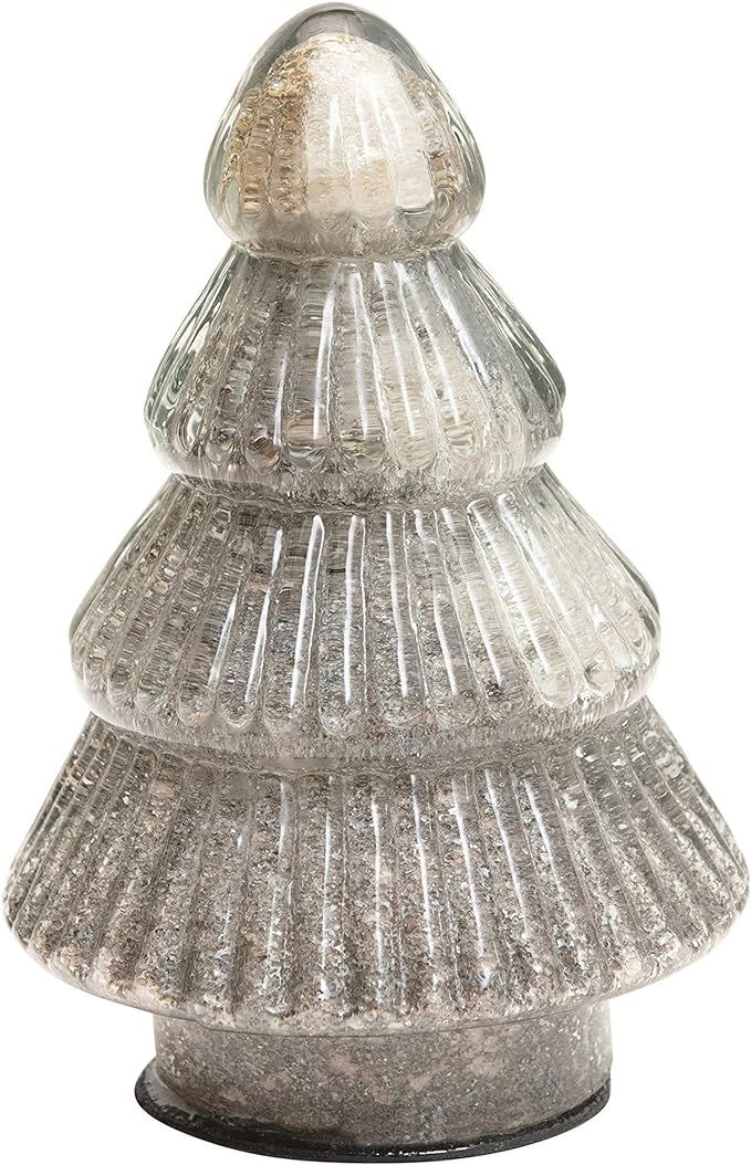 Creative Co-Op 4" Round x 5-1/2"H Embossed Mercury Glass Tree, Antique Silver Finish Figures and ... | Amazon (US)