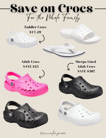 Toddler and adults crocs, all on sale!!! Save big time on Walmart! 

#LTKshoecrush #LTKfindsunder50 #LTKsalealert