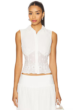 Danie Button Up Top in White | Revolve Clothing (Global)