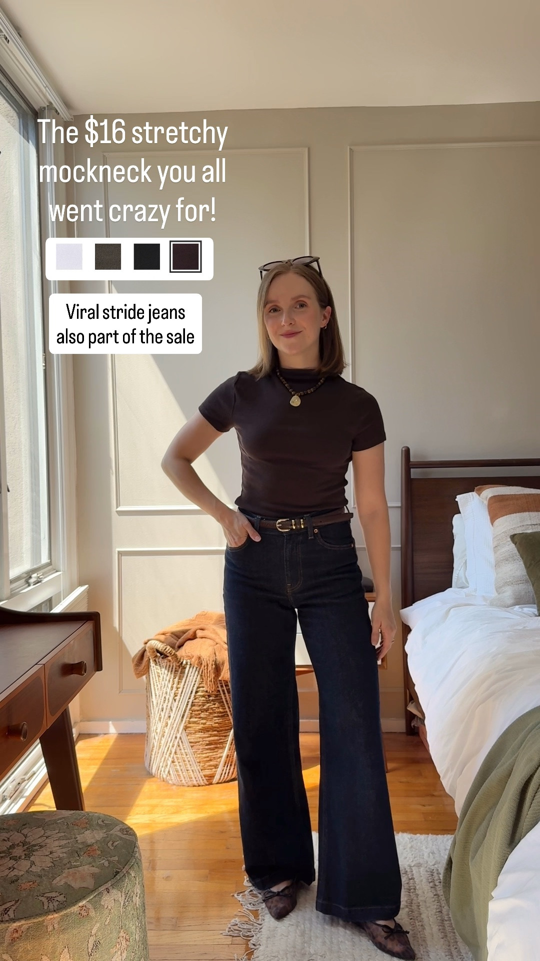 Gap 40% off sale + stackable 10% w code GREAT 
Small mockneck for $16 
25 petite viral stride jeans 
Fall transition outfit

#LTKootd #LTKSaleAlert #LTKPetite