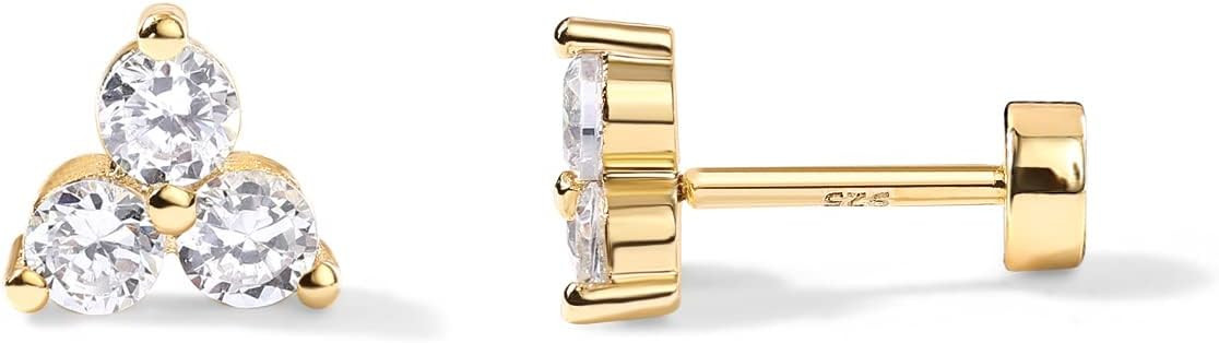 PAVOI 14K Gold Plated Sterling Silver Posts Dainty Mini Multi-Shape Flat Back Stud Earring Pack f... | Amazon (US)