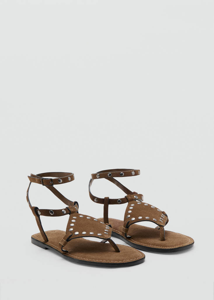Studded leather sandals brown - Teenage girl - 3½ - MANGO TEEN | Mango (US/MX/AU)