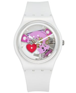 Swatch Women's Swiss Tender Present White Silicone Strap Watch 34mm GZ300 | Macys (US)