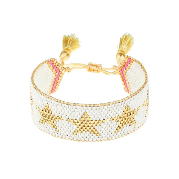 White with Gold Stars Beaded Bracelet | HART