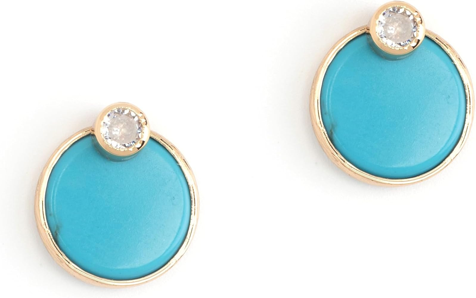 Button Style Bezel Set Simulated Bead with CZ Accent Classic Earrings | Amazon (US)