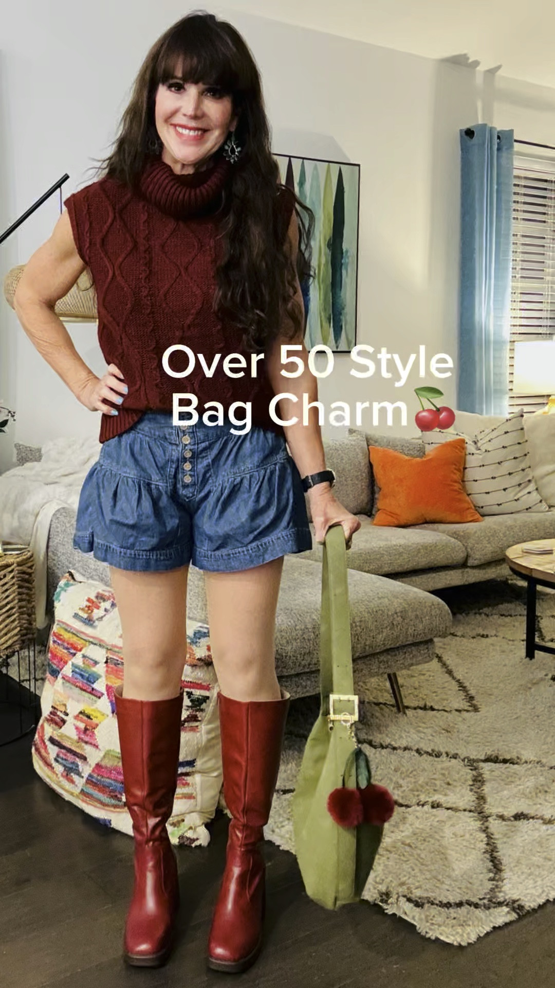 I feel like this simple bag charm made the whole outfit!  🍒🤩🎉 I am an accessory junkie and I love this trend so much! Budget friendly finds and winterizing my fav summer shorts! 

#LTKSeasonal #LTKStyleTip #LTKOver40