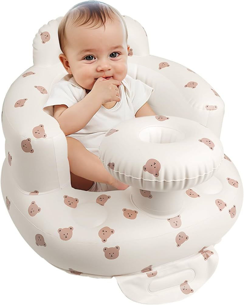 Inflatable Baby Chair with Tray for Babies 3 Months & Up, Blow Up Baby Seat with Built in Air Pum... | Amazon (US)