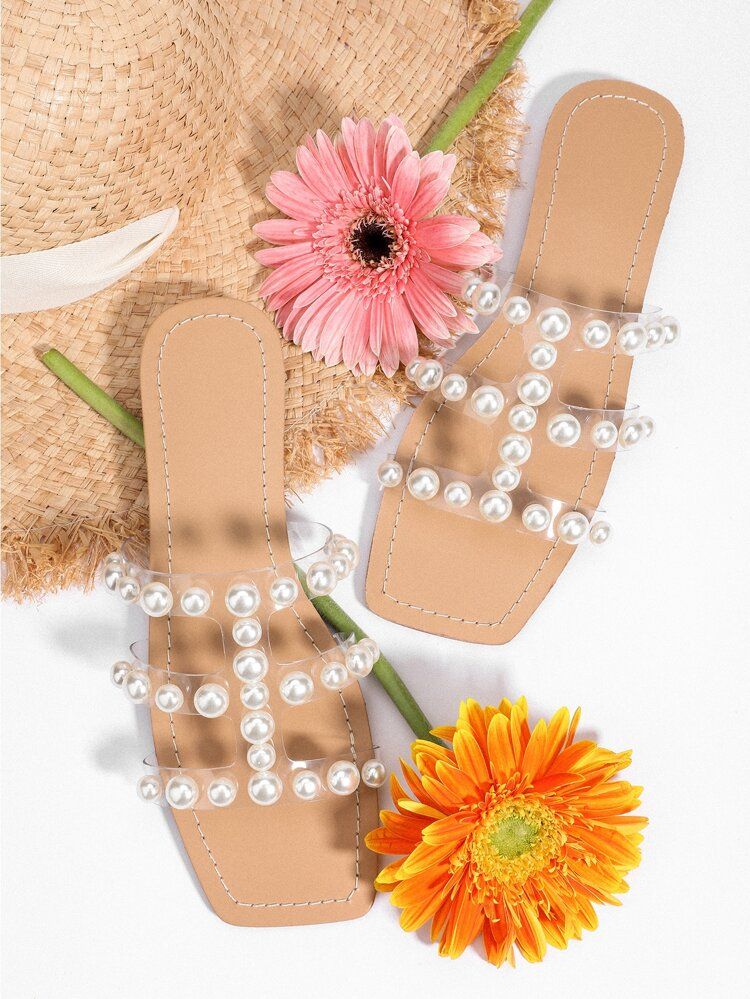 Transparente Sandalen mit Kunstperle | SHEIN