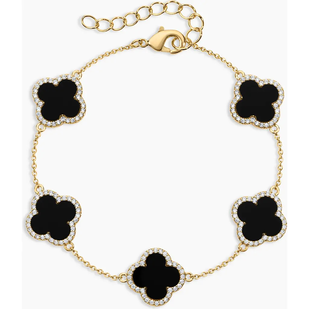 Electric Picks Icon Black Clover Bracelet in Gold at Nordstrom | Nordstrom