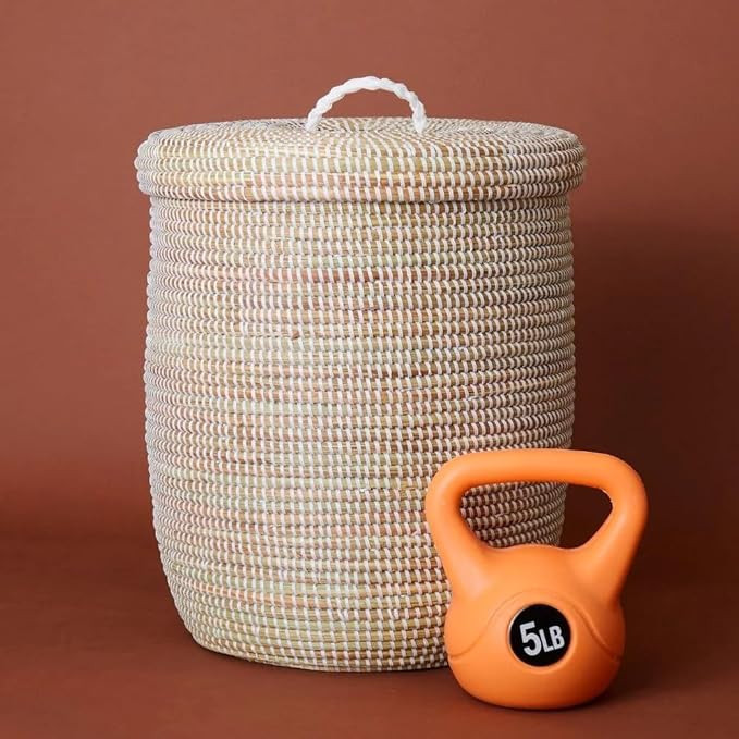 Small Storage Basket White Lid | Amazon (US)