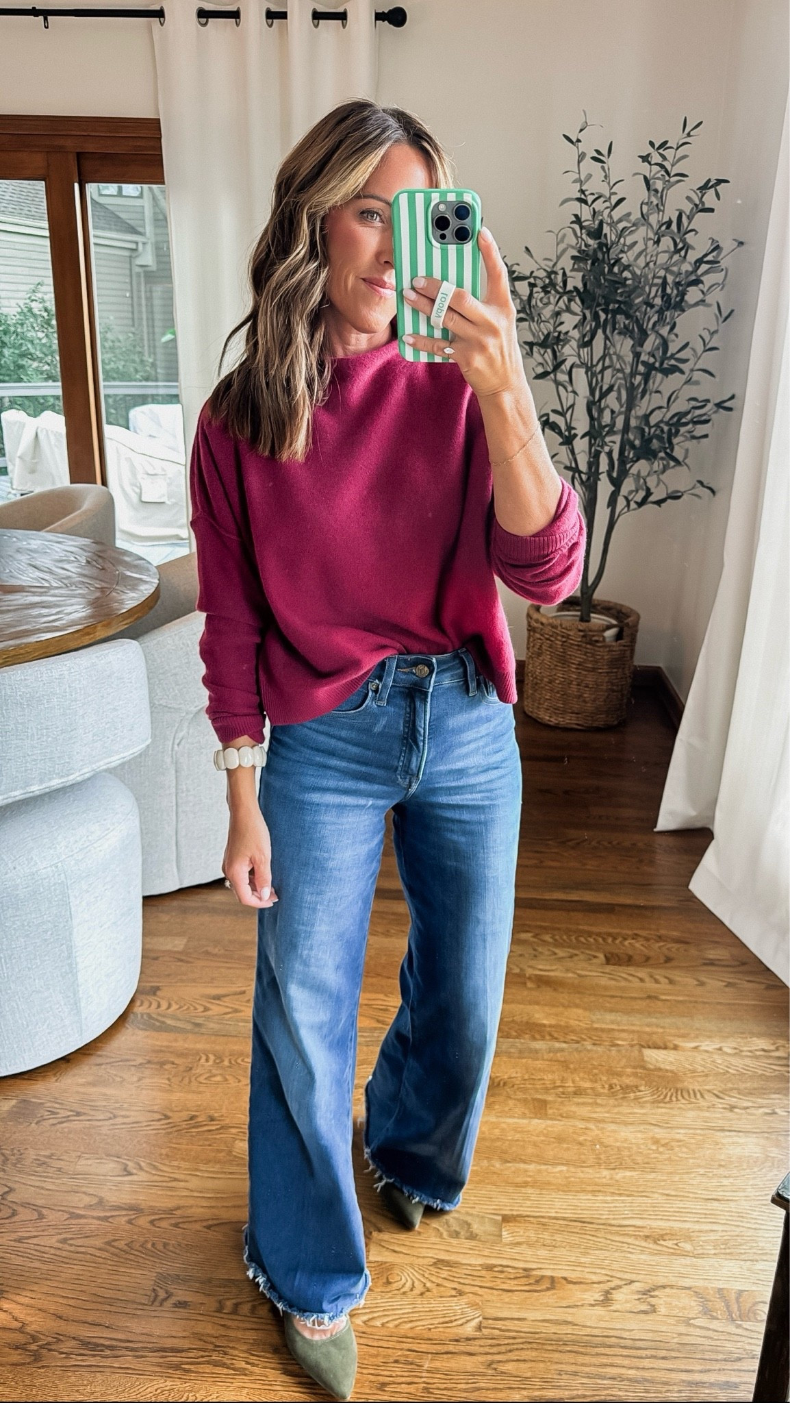 XS sweater - one of our absolute favorite fits. It just always works!
Jeans tts, 0 here 
Suede slingback flats tts.

#LTKmomlife #LTKSeasonal #LTKOver40