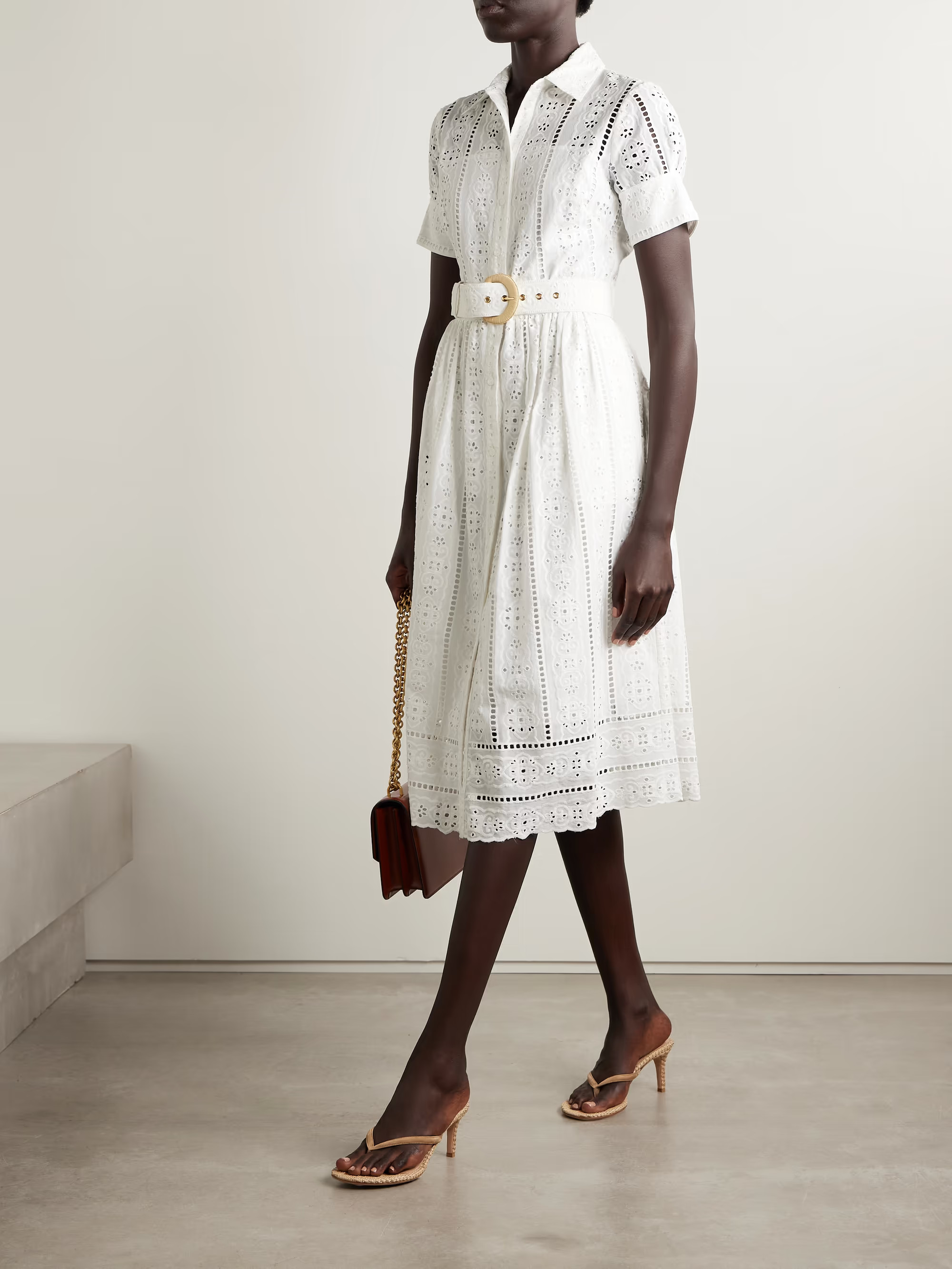 Malena belted broderie anglaise cotton midi dress | NET-A-PORTER (US)