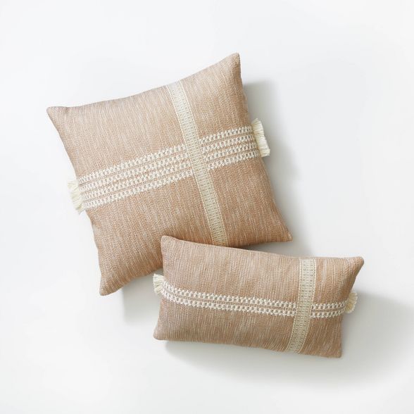 Oversized Textured Striped Throw Pillow Neutral/Cream - Threshold™ designed with Studio McGee | Target