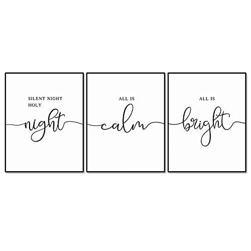 Christmas Decor, Silent Night, Holy Night, All is Calm, All is Bright, Modern Holiday Decor, Chri... | Amazon (US)