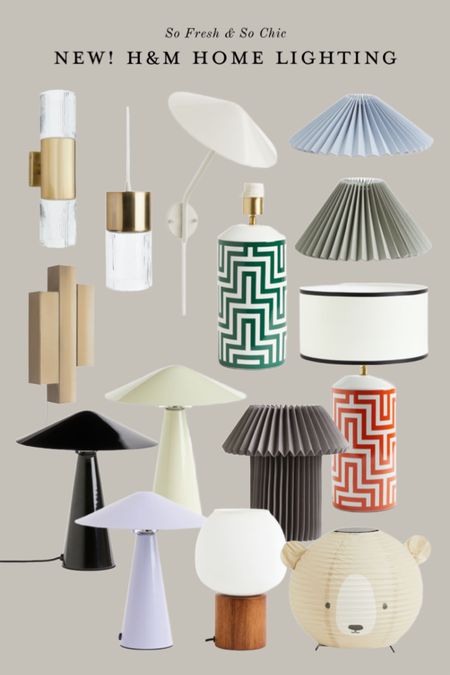 NEW lighting from H&M Home!
-
Affordable lighting - affordable brass and glass pendant - affordable table lamps - metal wall sconce with shade - glass and brass wall sconce - black metal
Table lamp - purple metal table lamp - green metal table lamp - patterned graphic ceramic table lamp orange and white - green and white ceramic table lamp - linen lamp shade - pleated lamp shade - pleated paper lamp - wood and glass table lamp - gold
Wall sconce art decor - bear paper table lamp - kids room lighting - bedroom lamps - living room lamps - H&M Home lighting - lighting sale H&M Home 

#LTKunder100 #LTKhome #LTKsalealert