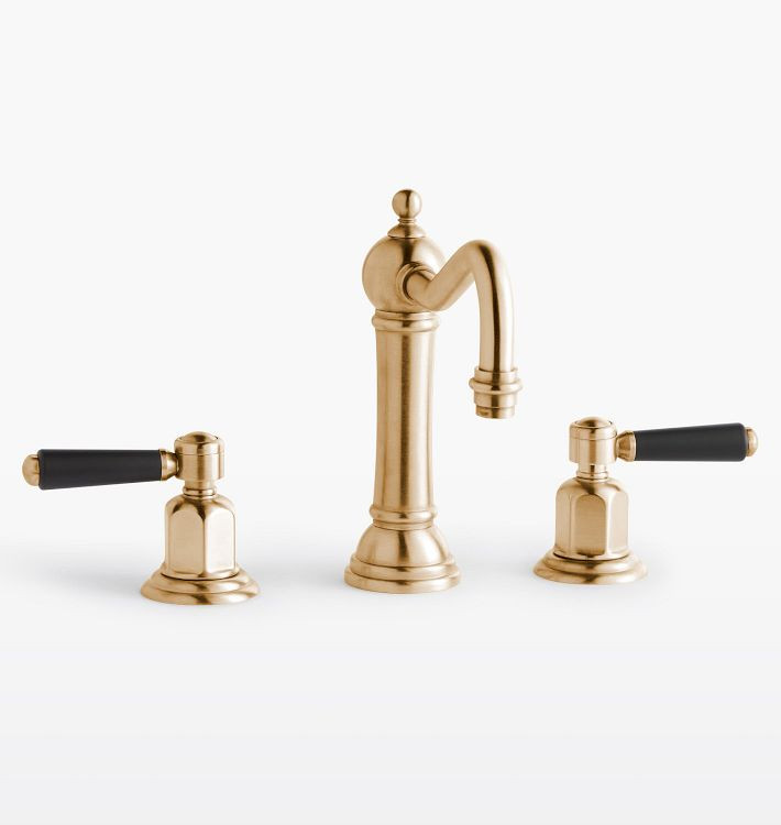 Montecito Black Lever Handle Widespread Bathroom Faucet | Rejuvenation