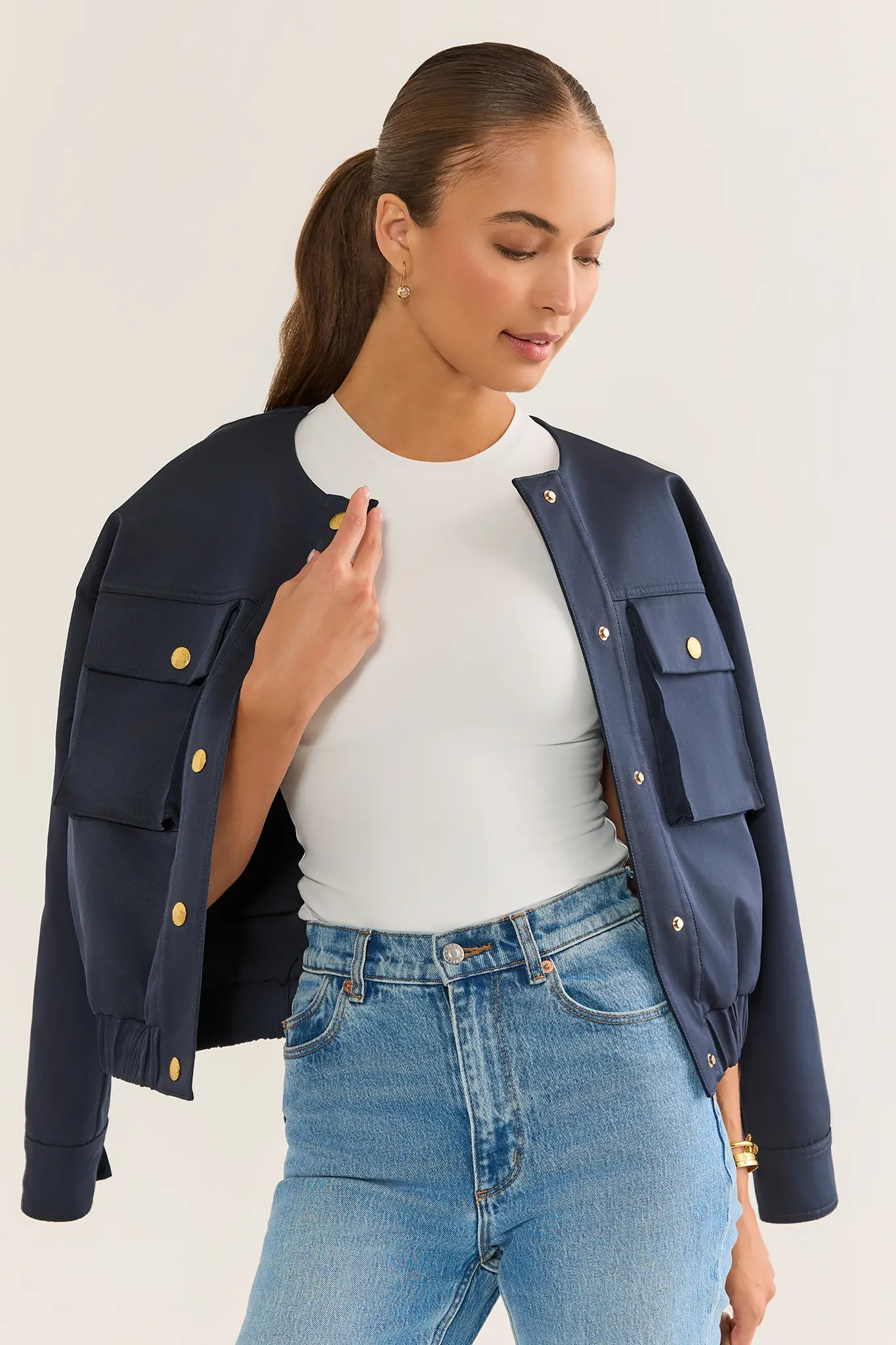 Navy Button Up Jacket | Avara