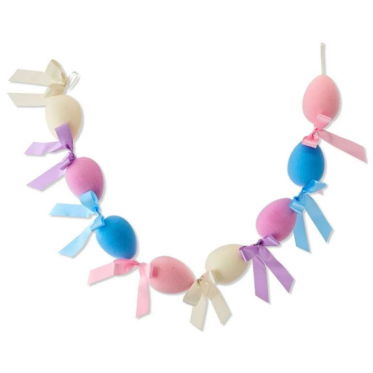 Flocked Egg Garland with Bows, Multicolor, 6', Easter by Way To Celebrate | Walmart (US)