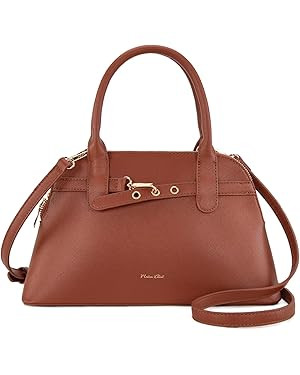 Milan Chiva Dome Satchel Purse for Women Textured Top Handle Designer Crossbody Bag with Belted D... | Amazon (US)