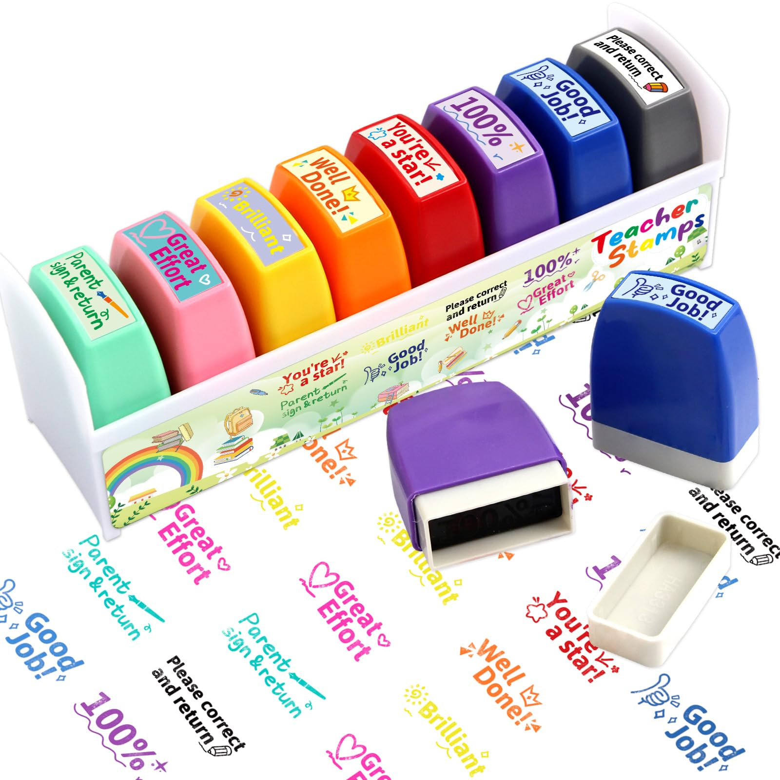 Teacher Stamps for Grading Motivational Teacher Self-Inking Stamp Set Encouraging Signature Stamp... | Amazon (US)